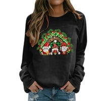 Djevojke modna košulja za sretan božićni print o vrat okrugli vrat fit pulover na vrhu majica s dugim
