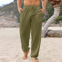 Hanas muške hlače Trendy Loose Beach elastične pojaseve džepne hlače u puni u boji teretna hlače zelena,