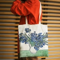 Plavi cvjetovi tote tote tote sa unutrašnjim džepovima Estetska poklon torba za žene plaža torba W ručke
