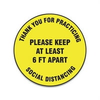 Slip-Gard Podni znakovi 17 krug, hvala vam što ste vježbali društveni distanciranje, molimo vas da se
