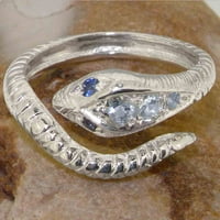 Britanci napravio 9k bijeli zlatni prirodni akvamarinski i safir ženski prsten žena - Opcije veličine