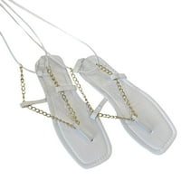 Strapppy sandale za žene čipke ravne tange sandale lančane sandale za sandale Flip flops Otvoreni nožni