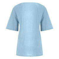 DNDKILG majice za žene plus veličina gumna gore posada od vratnih kratkih rukava ljetni bluze sa skrivanjem