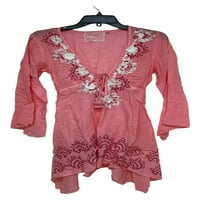 Resortwear.miami ženske ležerne pamučne ružičaste ružičaste ružičaste srodne rukave tunike tunika