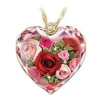 Ausyst ogrlice za žene Crystal Love Rose cvjetni ogrlica postavljena modna dama pozlaćena cirkon nakit