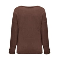 Džemper za žene modni čvrsti boju okrugli vrat dugih rukava dugih rukava jesen zima topli džemper vrh
