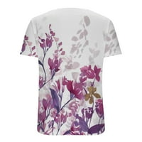 Osličane ženske trendi osnove majice Smanjene cvjetne grafičke vrhove čipke V izrez košulje čipke patchwork