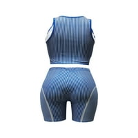 Kompleti za vježbanje za žene Ljeto odijelo Stripe Print Torbe bez rukava Elastični viši struk Skinny