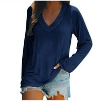 Košulje s dugim rukavima za žene Fall Fashion Loot Fit Solid V izrez Dame Dressy Bluze na klirensu
