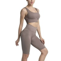 Lolmot Workout setovi za žene Bešavne rezervoar bez rukava na vrhu i mršave kratke hlače Yoga teretana