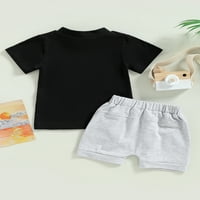 Jaweiwi Toddler Boys Shorts Outfit 3T Ljetna odjeća Set kratki rukav O vrat slova Tors majica + šara