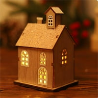 DaioSportSwear Božićni ukrasi LED luminecentna mala kuća sa prozorima Mala drvena kuća Božićna stablo