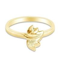 14k žuto zlato pozlaćeno sterling srebro lijepo sićušno jabučno listov listova prsten na jekicu za svoje žene za Valentinovo rođendanski prsten veličine-9,5