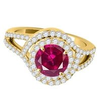 Mauli dragulji za žene 1. Karatni dijamant i stvoreni rubinski prsten 4-prong 14k žuto zlato