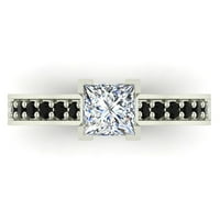 Princess rez crni dijamantni prstenovi poklon prsten bove autentičnosti 1. CT TW 14K bijelo zlato