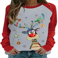 Ženska božićna Jednostavna Crewneck dugih rukava Ležerne grafičke pulover Dukseri na vrhu majice