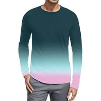 Muška majica Moda Jednostavna gradijentna boja Boja koja odgovara s dugim rukavima Vratom TOP T majice za muškarca
