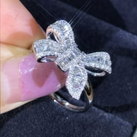 Lowrofile prstenovi za žene Djevojke srebrni bijeli safirni luk vjenčani zainteresovani nakit pokloni