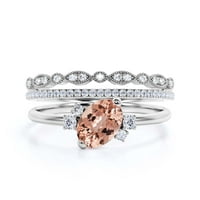 Zasljepljujući minimalistički 2. karat ovalni morgatit i dijamantni movali zaručnički prsten, vjenčani