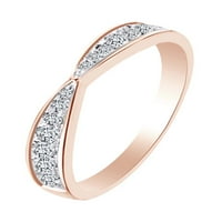 Okrugli oblik Bijeli kubični zirkonijski prsten za kovanje u 14K ružičastog zlata preko sterlinga srebrne