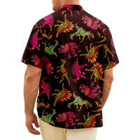 Fraigo muške havajske majice kratkih rukava Dinosaur Print Tropical casual gumb dolje Aloha majica za