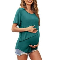 Majke za žene za žene Trudničke košulje Tun Top Short rukav za prodaju trudna ženska njegu Čvrsta boja okrugli vrat Kratki rukav okrugli vrat Bluza
