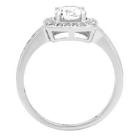 1. CT sjajan okrugli rez Clear Simulirani dijamant 18k bijeli zlatni halo pasijans sa accentima prsten