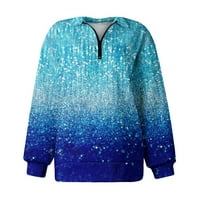 FSQJGQ Prevelika dukserija za žene modna cvjetna tiskana četvrtina zip pulover plus veličine dukseva padaju plave l