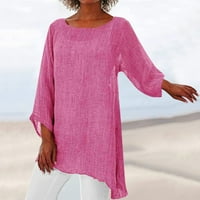 Voss Women Plus veličina dugih rukava nepravilna majica za blube s majicom za vreće Ljetne tunike