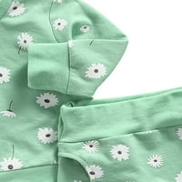 Izhanske cvijeće novorođenče od novorođenčadi za djecu s dugim rukavima Dukseri na vrhu Hlače odijelo Zelene 6-mjeseci