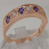 Kulturirani prsten sa kulturom ružičastog zlata 18k i ametist Žene vječni prsten - - veličine do raspoloživih