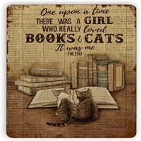 Mačić metalni limen znak, postojala je djevojka koja je zaista voljena knjiga mačke vintage plakeni