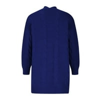 Olyvenn ženska modna gornja kardigan džep srednje i dugoročna odjeća dugi rukav kaput žene plus veličine labave casual plave l