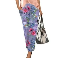 Žene Ljetne pantalone Loose prozračni boemski stil Elegantni džep casual pantalone ljubičasta m