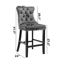 27 Savremene podstavljene barske stolice, tuhne baršunaste tapecirane barsoolice sa gumbom s gumenom