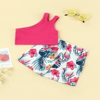 Eyicmarn Toddler Baby Girl Summer Set odjeće, jedno-ramena čvrsta pletanog prsluka + kratke hlače za