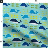 Pamuk Saten Stolcloth, 70 144 - velike ribe malim kitovima nautička bebina vrtić okeana plava morska
