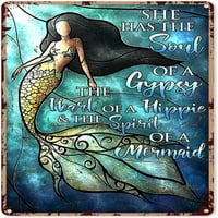 Vintage sirena metalni limenki znak Ona ima dušu ciganskog srca hipi retro postera plakara zidni poklon