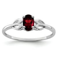 Bijeli sterling srebrni prsten za prsten dragu januar sinchine garnata ovalna crvena