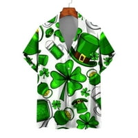 Zermoge Muns Thirt Bluzes Clearence Plus Veličina Muškarci Ležerne tipke St. Patrick's Day Print sa džepom Bluza s kratkim rukavima