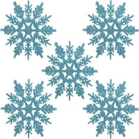 Plastični ukrasi za sneg, svijetlo plavi pahuljice ukrasi blistaju snježne pahuljice sa visećim niz