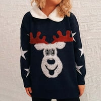 Prodaja Ženska jesen modni pleteni džemper božićni simpatični jeleer grafički iskrivanje dugih rukava