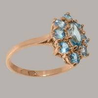 Britanci napravio 9k ružičasto zlato prirodni plavi topaz ženski prsten izjave - veličine opcija - veličine 10.75