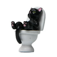 Mačka na toaletskoj smoli Naslovnica Dekoracija Akcija Slika dollhouse Model Pejzažna bašta Desktop vilinski dodaci Minijature S7A8