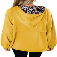 PLNOTME Žene Ležerne prilike pulover Leopard Quarter Zip V izrez dugih rukava modna dukserica sa džepovima