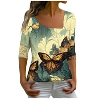 Strungten ženski modni casual dugih rukava od leptira od pukne nakrivljene majice