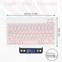 Ultra tanka Bluetooth punjiva tastatura za Samsung Galaxy Tab A 10. I sve Bluetooth omogućene iPad, iPhones, Android tablete, pametni telefoni, prozori - flamingo ružičasta