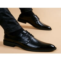 Colisha Muški oxfords čipka u up kožnu cipelu šiljaste cipele cipele za cipele na radu Lagani stanovi Formalni crni 8