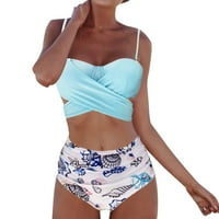 Huaai kupaćim kostima Bikini Žene Modni uskini remen Bikini Solid Color list tiskani Split kupaći kostim