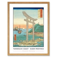 Obala Tanokuchi, Yugasan Torii Bizen Province Utagawa Hiroshige Japanese Woodblock pod nazivom Rad uramljeno